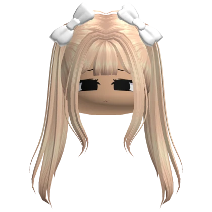 Cute Wavy Pigtails w/ Bows (Blonde)