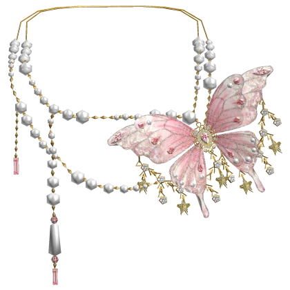 Kim's Pink Pearl Butterfly Necklace