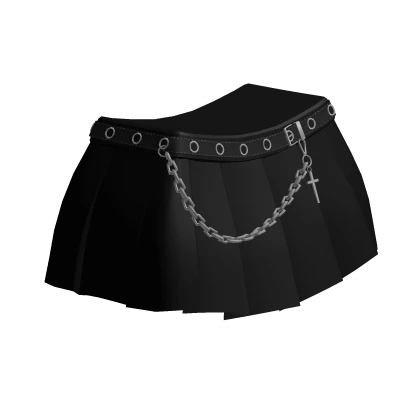 [R6] Black Goth School Skirt w/ Chain 2