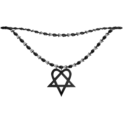 ♱ : 1.0 / r6 black heartagram chain necklace