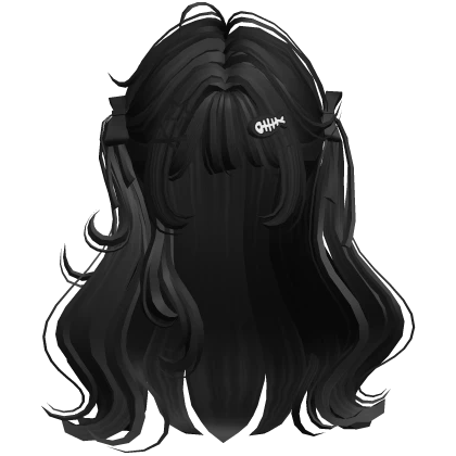 ♡ Cute Girl Pigtails w/ Hairclips & Bows (Black)