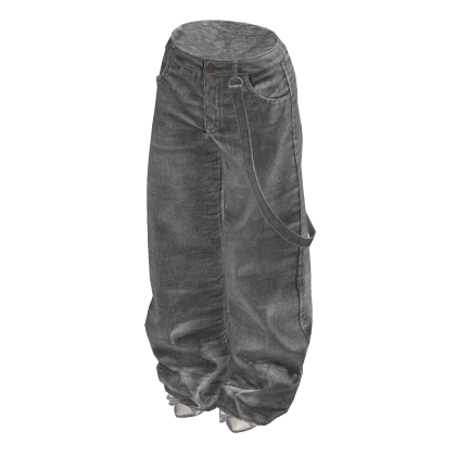 BB White Y2K Baggy Jeans w/ Belt & Shoes 🫐