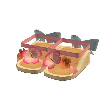 Summer Gyaru Tropical Flower Sandal Heels in Pink