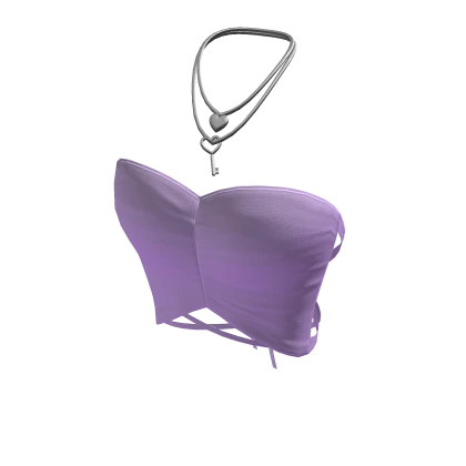 Purple Crop Top w/ Silver Necklace