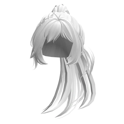 Long Anime High Ponytail w/ Bangs (White) 