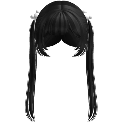 ♡ cutecore long pigtails /w bear hairclips black