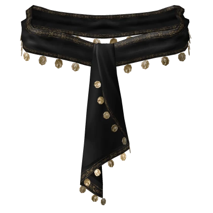 3.0 Elegant Coin Satin Black Gold Scarf Belt