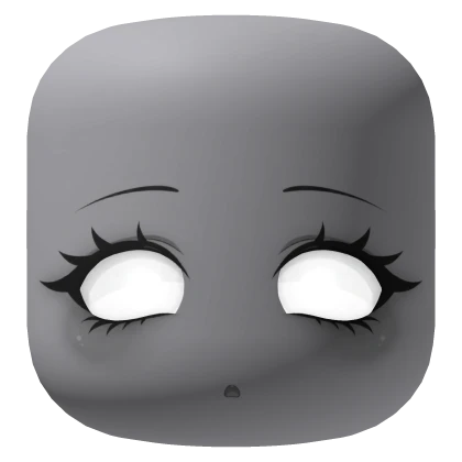 Cute Grey Chibi Zombie Face w/ White Glowing Eyes