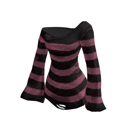 Black & Pink Striped Baggy Emo Sweater 🫐