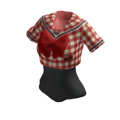 ✨Anime Preppy Uniform Swimsuit Onesie-Red Cherry