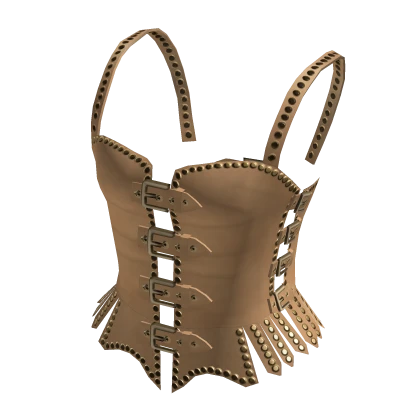 Beige Studded Leather Corset Top