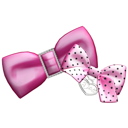 Gyaru Bow Set Pink Polkadot