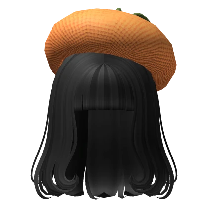 Cute Short Black Hair w/ Orange Beret