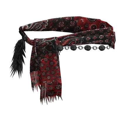 Black Red Paisley Emo Ornamental Waist Cloth Scarf