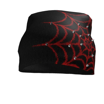 Spider Web Knitted Beanie Red