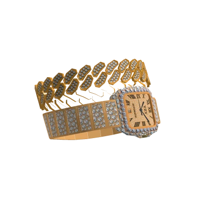 Gold Stack Cuban Bracelet Watch 
