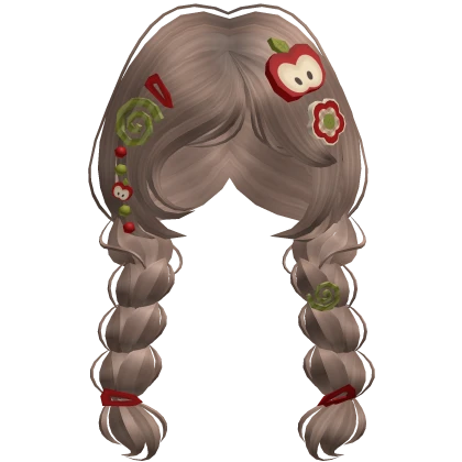 ♡ igari mori kei red apple twin braids (brown)