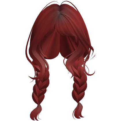 Red Wavy Braided Pigtails
