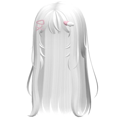 ♡ cutecore long hair w/ cloud hairclips white