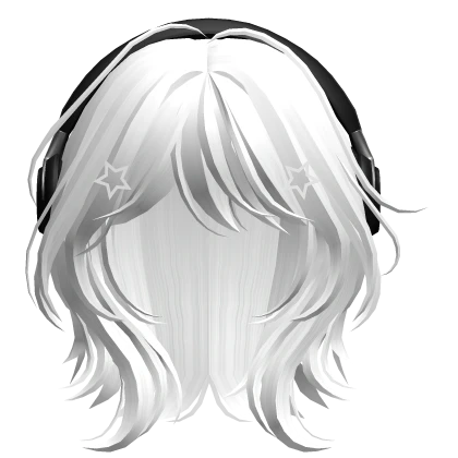White Short Wolf Cut Hair with Headphones