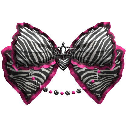 Big Cute Pearly Hime Gyaru Bow in Pink Zebra