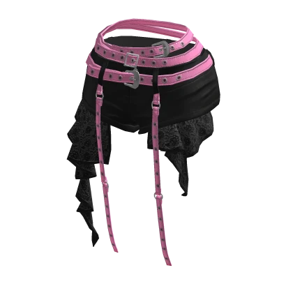 BB KPOP aespa Black Pink Belted Lace Shorts