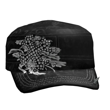 Y2K Goth Black Emo Cross Cap w/ Rhinestones