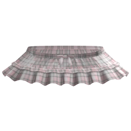 cute pink plaid layered ruffle skirt w bow 3.0