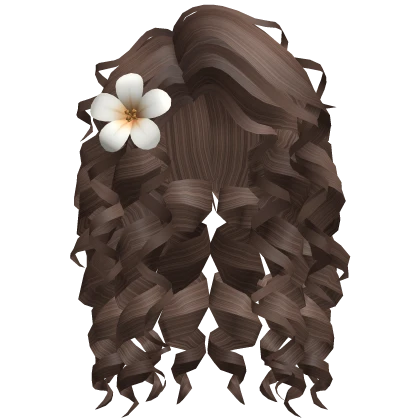 Hawaii Curly Hair with Flower (Brown)