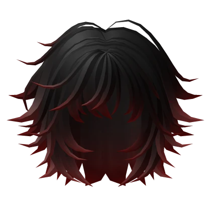 Short Messy Wolf Anime Hair in Black Red Gradient