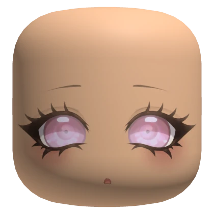 Cute Pretty Chibi Doll Face with Pink Eyes 