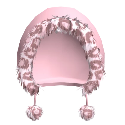 Leopard Fur Winter Hood Pink