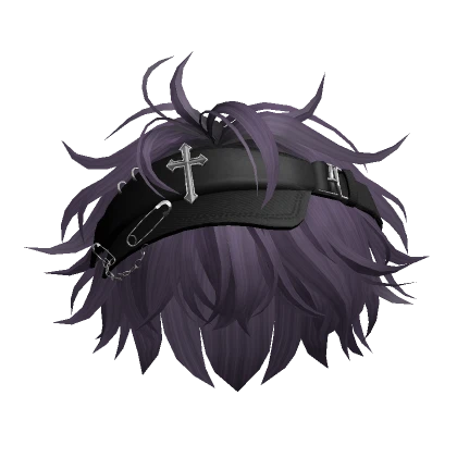 Purple Messy Hair w/ Y2k Punk Visor