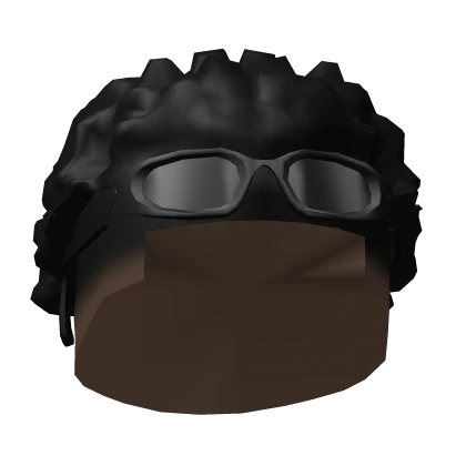 ✪ Black Messy Curly Afro w/ Y2K Glasses
