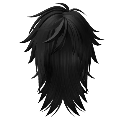 Long Messy Scene Punk Wolf Cut Hair in Black