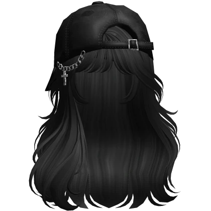 Black Messy Wavy Cool Girl Hair w/ Emo Y2K Cap