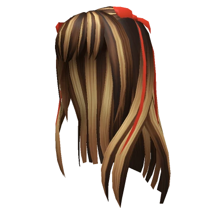 Long Brunette Bangs & Blonde Streaks w/ Bow