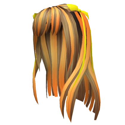 Long Blonde Bangs & Orange Streaks w/ Bow