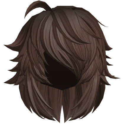 Messy Emo Brown Eye Covering Hair