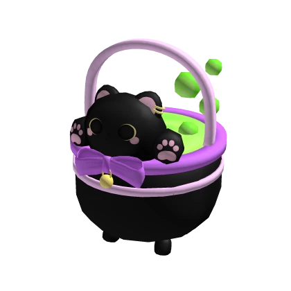 Halloween Cute Kitty Witch Potion Pot (Holdable)