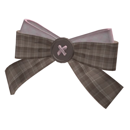 cute igari plaid brown button bow hairclip