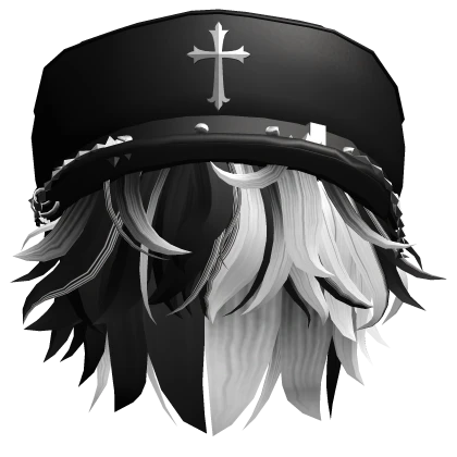 Black & White Messy Hair w/ Punk Cap