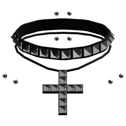 black emo studded cross choker with piercings