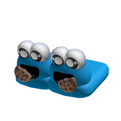 Cute Hungry Blue Monster Kawaii Preppy Slippers