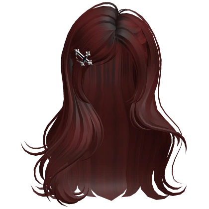 Dark Red Elegant Wave Hair w/ Cross Hairpin