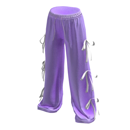 ✨ Coquette Silk Bow Purple Ribbon Pants