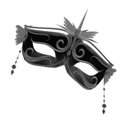 venetian mask on head in black