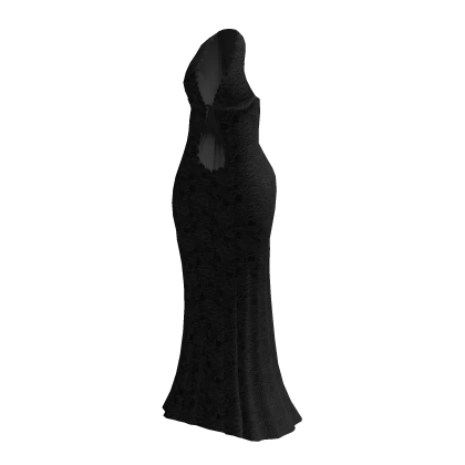 Black Long Lace Halterneck Dress
