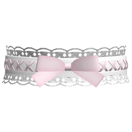 white lace choker w pink bow