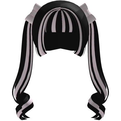 ୨୧ jirai kei black/pink princess curls w/ bows